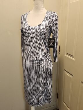 Pure Collection Jersey Knit Dress US 10 Faux Wrap Strechy NWT